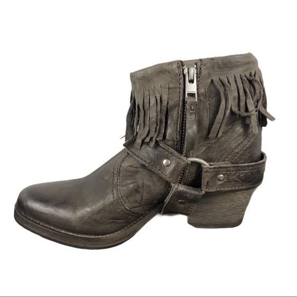 🆕 All Saints Bonny Cuban Fringe Harness Boots - Picture 8 of 12